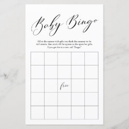 Minimale kalligrafie Bingo Baby shower Game