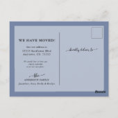 Minimale kalligrafie Blauwe Bewegingsaankondiging Briefkaart (Achterkant)