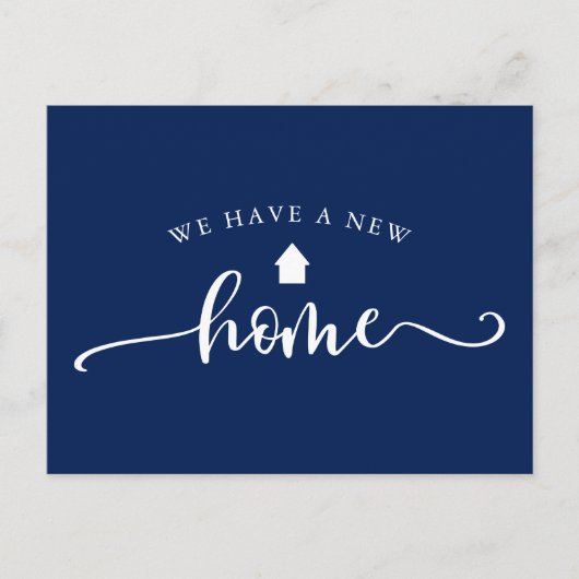 Minimale kalligrafie Blauwe Bewegingsaankondiging Briefkaart (Voorkant)