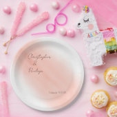 Minimale kalligrafie Blush Waterverf Wedding Papieren Bordje (Feest)