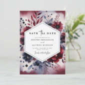 Minimale kalligrafie Bourgondische bruiloft Save The Date (Staand voorkant)