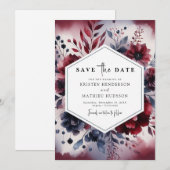 Minimale kalligrafie Bourgondische bruiloft Save The Date (Voorkant / Achterkant)