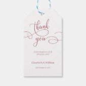 Minimale kalligrafie bruiloft gunst dank u cadeaulabel (Voorkant)