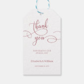 Minimale kalligrafie bruiloft gunst dank u cadeaulabel (Achterkant)