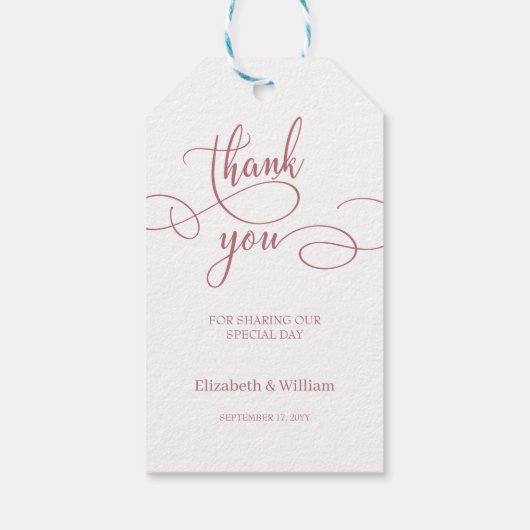 Minimale kalligrafie bruiloft gunst dank u cadeaulabel (Achterkant)