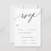 Minimale kalligrafie bruiloft RSVP kaartje (Voorkant)