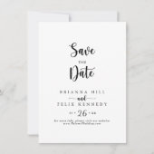 Minimale kalligrafie bruiloft save the date (Voorkant)