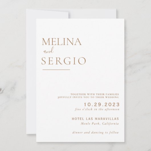 Minimale kalligrafie Bruin formeel huwelijk Kaart (Voorkant)