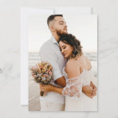 Minimale kalligrafie Cinnamon Roos Weddenfoto Kaart (Achterkant)