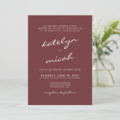 Minimale kalligrafie Cinnamon Roos Wedding Kaart (Staand voorkant)