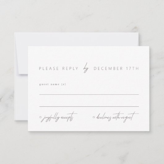 Minimale kalligrafie Elegant Modern RSVP-kaart RSVP Kaartje (Voorkant)