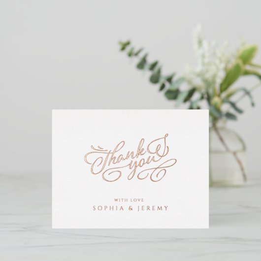 Minimale kalligrafie Elegant script bedankt Folie Uitnodiging Briefkaart (Staand Voorkant)