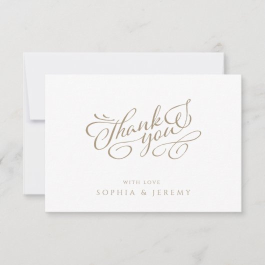 Minimale kalligrafie Elegant Script Dank u Bedankkaart (Voorkant)