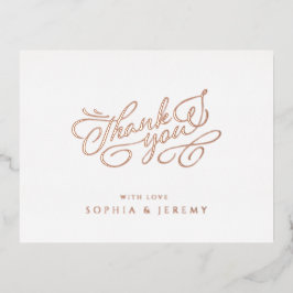 Minimale kalligrafie Elegant Script Dank u Folie Uitnodiging Briefkaart