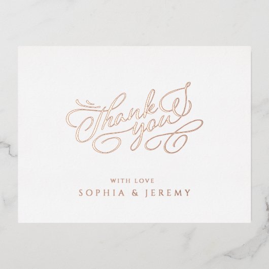 Minimale kalligrafie Elegant Script Dank u Folie Uitnodiging Briefkaart (Voorkant)