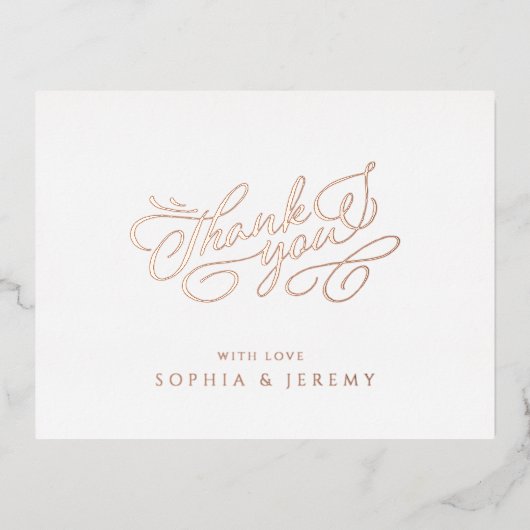 Minimale kalligrafie Elegante script bedankt Folie Uitnodiging Briefkaart (Voorkant)