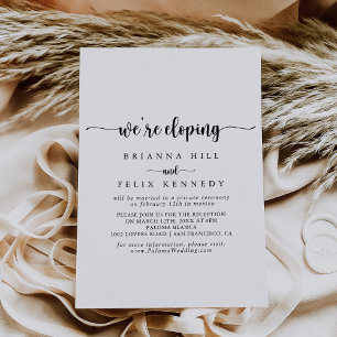 Minimale kalligrafie Elopement Reception Kaart