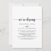 Minimale kalligrafie Elopement Reception Kaart (Voorkant)