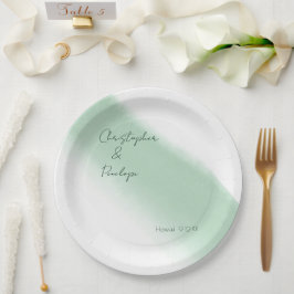 Minimale kalligrafie Emerald Waterverf Wedding Papieren Bordje