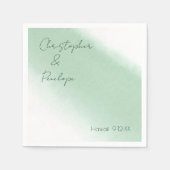 Minimale kalligrafie Emerald Waterverf Wedding Servet (Voorkant)