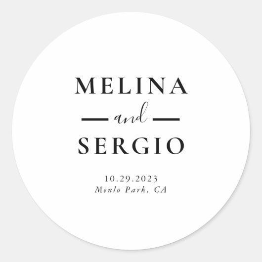 Minimale kalligrafie-envelopzegel ronde sticker (Voorkant)