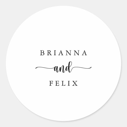 Minimale kalligrafie-envelopzegels ronde sticker (Voorkant)