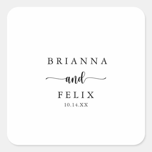 Minimale kalligrafie-envelopzegels vierkante sticker (Voorkant)