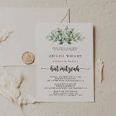 Minimale kalligrafie Eucalyptus Bat Mitzvah Kaart