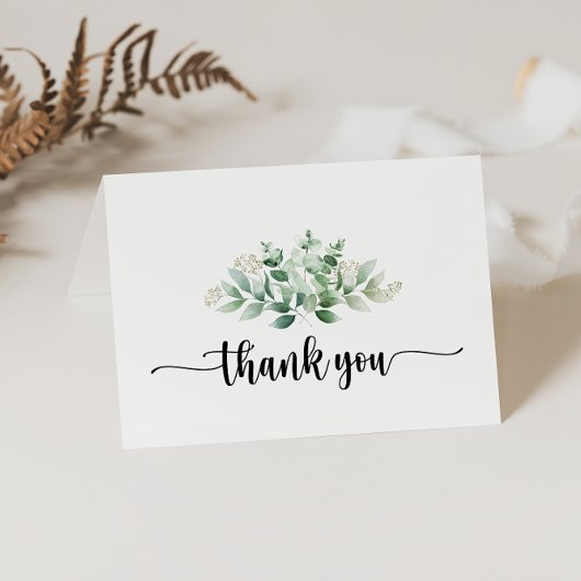 Minimale kalligrafie Eucalyptus Folded Wedding Bedankkaart