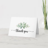 Minimale kalligrafie Eucalyptus Folded Wedding Bedankkaart (Voorkant)