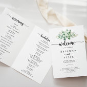 Minimale kalligrafie Eucalyptus Folded Wedding Programma