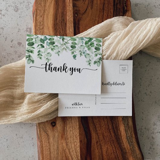 Minimale kalligrafie Eucalyptus Hartelijk dank Briefkaart