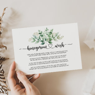 Minimale kalligrafie Eucalyptus Honeymoon Wish Informatiekaartje