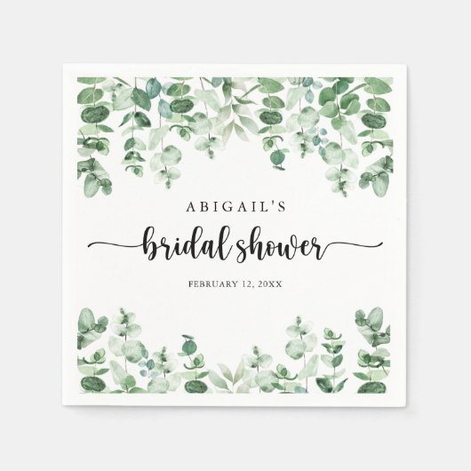 Minimale kalligrafie Eucalyptus Vrijgezellenfeest Servet (Voorkant)