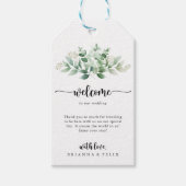 Minimale kalligrafie Eucalyptus Weddenschap Welkom Cadeaulabel (Voorkant)