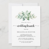 Minimale kalligrafie Eucalyptus Wedding Brunch Kaart (Voorkant)
