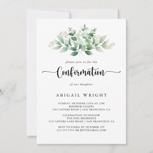 Minimale kalligrafie Eucalyptusbevestiging Kaart (Voorkant)