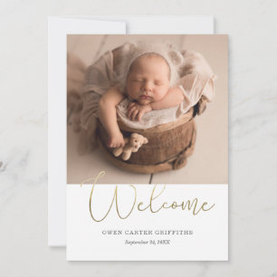 Minimale kalligrafie Faux Folie Collage Birth Aankondiging