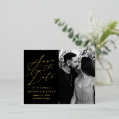 Minimale kalligrafie Foto Opslaan Datum Folie Uitnodiging Briefkaart (Staand Voorkant)