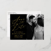 Minimale kalligrafie Foto Opslaan Datum Folie Uitnodiging Briefkaart (Voorkant / Achterkant)