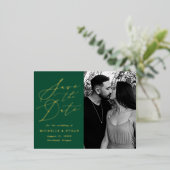 Minimale kalligrafie Foto Opslaan Datum Folie Uitnodiging Briefkaart (Staand Voorkant)