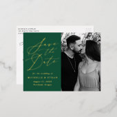 Minimale kalligrafie Foto Opslaan Datum Folie Uitnodiging Briefkaart (Voorkant / Achterkant)