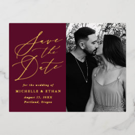 Minimale kalligrafie Foto Opslaan Datum Folie Uitnodiging Briefkaart