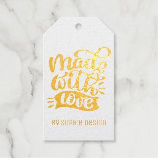 Minimale kalligrafie gemaakt met liefde cadeaulabels