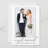 Minimale kalligrafie gewoon gehuwd fotohuwelijk aankondiging (Voorkant)