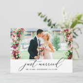 Minimale kalligrafie gewoon gehuwd fotohuwelijk aankondiging (Staand voorkant)