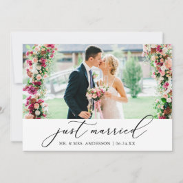 Minimale kalligrafie gewoon gehuwd fotohuwelijk aankondiging