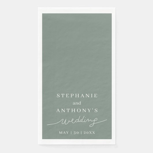 Minimale kalligrafie Groen huwelijk Servet (Voorkant)