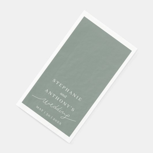 Minimale kalligrafie Groen huwelijk Servet (Hoek)