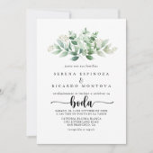 Minimale kalligrafie Groene Eucalyptus Boda Kaart (Voorkant)
